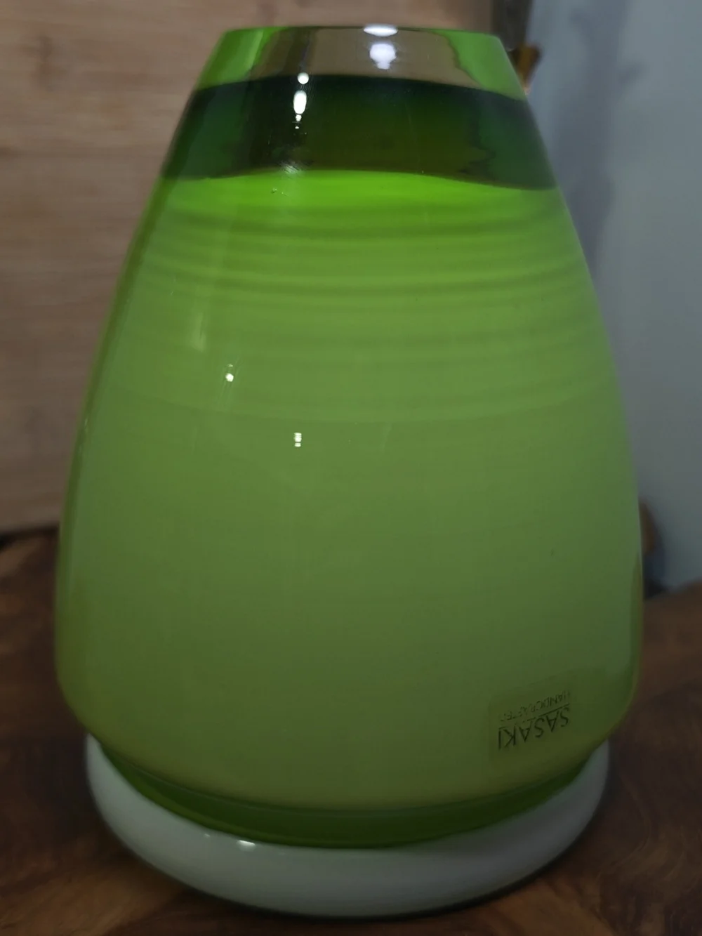Vintage Sasaki Handcrafted Green Art Glass Vase MCM Cased Glass Japanese Modern - Picture 13 of 13
